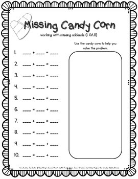 Preview of Candy Corn Missing Addends