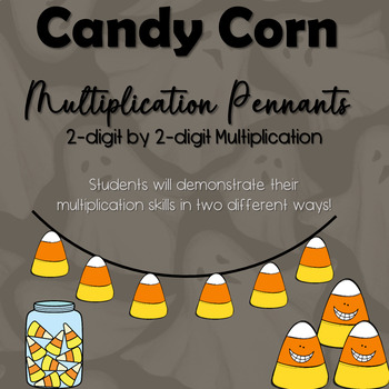 Preview of Candy Corn Multiplication Garland Bunting Pennants 2 digit by 2 digit