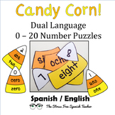 Candy Corn Number Puzzles, Dual Language: English and Spanish