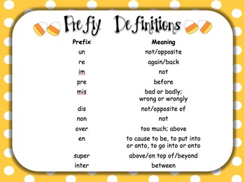 Candy Corn Prefixes & Roots by Julianne Abney | Teachers Pay Teachers