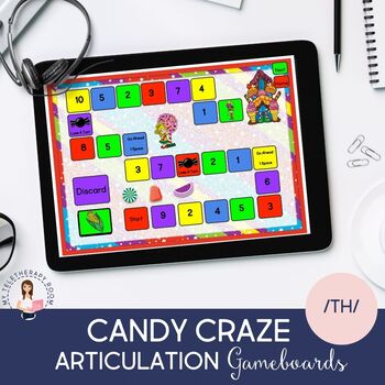 Preview of Candy Craze For Articulation Gameboard /TH/ No Print, Teletherapy