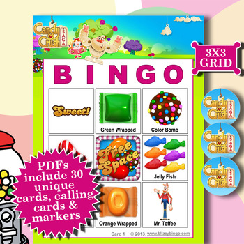 Candy Crush 3x3 Bingo 30 Cards By Blizzy Bingo Tpt