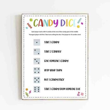 Candy Dice Game_8.5x11 by Kiddie Resources | TPT