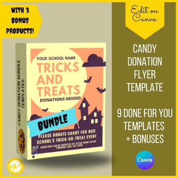 Candy Donation Flyer for School Halloween Trunk-o-treat or Candy Give Away  W/spanish Option PTA PTO ASB Editable Template Digital 