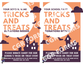 Candy Donation Flyer Halloween Trunk-o-Treat Editable Flyer | ASB PTA PTO