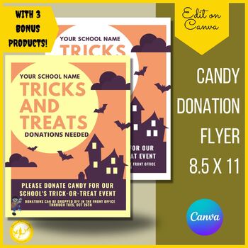 Preview of Candy Donation Flyer Template, Trunk or Treat Poster, Halloween Candy Letter