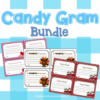 Preview of Candy Gram BUNDLE (Thanksgiving, Winter Holidays, Valentine's Day)