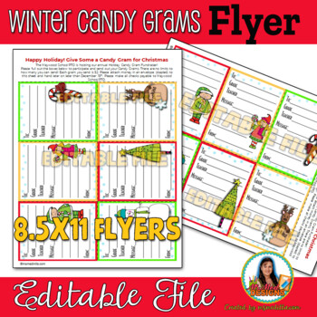 Preview of Candy Gram Flyer - Editable PTA, PTO, Holiday Fundraiser, Christmas Gram