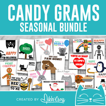 Preview of Candy Grams Bundle | Perfect for Class Treat or School Fundraiser