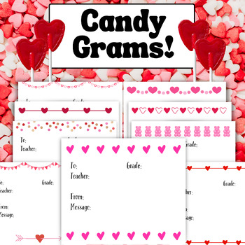 Preview of Candy Grams, Candy Gram Printable, Valentines Day Class Party, Valentines Cards