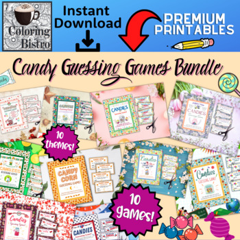 Preview of Candy Guessing Games Bundle, Mega Custom Printable Candy Jar Games Pack