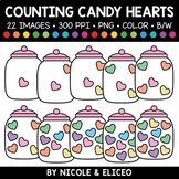 Valentine Candy Heart Counting Clipart + FREE Blacklines -