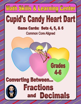 Preview of Candy Heart Dart Game Cards (Converting Fractions to Decimals) Sets 4-5-6