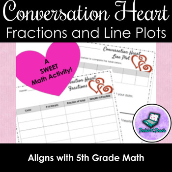 Preview of Conversation Hearts Fractions and Line Plot