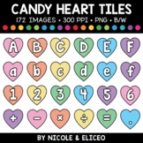 Candy Heart Letter and Number Tiles Clipart