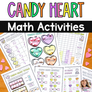Preview of Candy Heart Math Activities Sorting Counting Adding Graphing and More