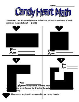 Preview of Candy Heart Math: Perimeter and Area