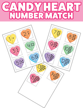 Preview of Candy Heart Number Matching Cards 1-15