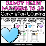 Candy Heart Ten Frames Counting Math Numbers 1-20 Valentin