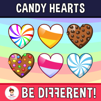 Preview of Candy Hearts Clipart Candyland Geometry Math 2D Sweet Food