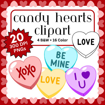 Preview of Candy Hearts Clipart | Commercial & Personal Use | Transparent BG 300 DPI PNGs