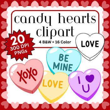 Candy Hearts Clipart | Commercial & Personal Use | Transparent BG 300 ...