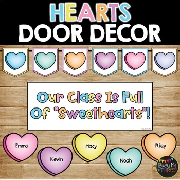 Preview of Valentines Day Door Decor Set | Candy Hearts Display | EDITABLE | Bulletin Board