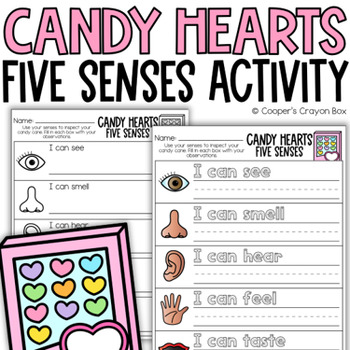 Preview of Candy Hearts Five Senses | Valentines Writing Activity