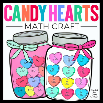 Preview of Candy Hearts Math Craft | Valentines Day Bulletin Board Activities & Centers