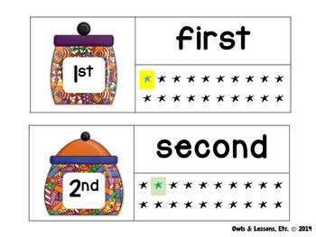 ordinal numbers 1st through 20th by owls and lessons tpt