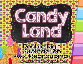Preview of Candy Land Double Digit Subtraction (w/ Regrouping)
