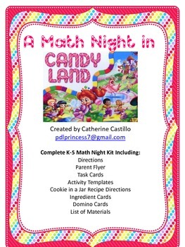 Preview of Candy Land Math Night K-5 Complete Kit