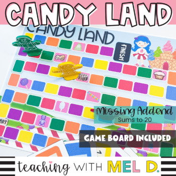 Preview of Candy Land Missing Addend Game (Addition to 20)
