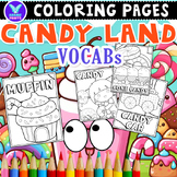 Candy Land Vocabs Coloring Pages & Writing Paper Activitie