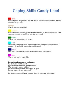 Preview of Candy Land for Anxiety and Coping Skills