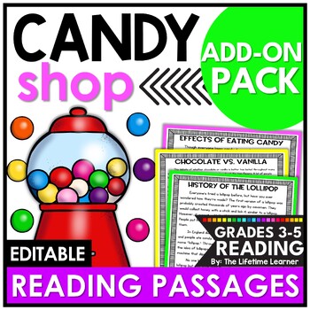 Preview of Candyland Reading Comprehension Passages and Questions Activities ELA Test Prep
