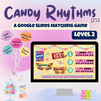 Preview of Candy Rhythms Level 2: Matching Game for Google Slides (Elementary Music)