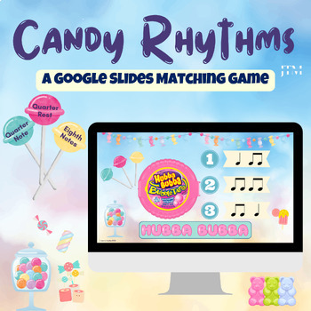 Preview of Candy Rhythms Matching Game: Google Slides (Quarter Note/Rest + Eighth Notes)