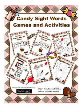 Preview of Candy Theme Sight Word Games and Activities for Kindergarten