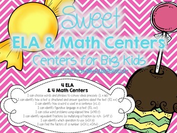 Preview of Candy Themed ELA and Math Centers for Upper Elementary