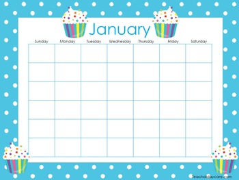 Candy Themed Printable Blank Calendars. Classroom Accessories. | TPT