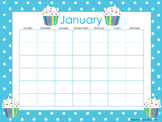 Candy Themed Printable Blank Calendars. Classroom Accessories.