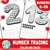 Candy Themed Tracing Numbers 0-20 Worksheets | Color, Coun