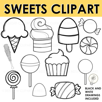 black and white candy clipart
