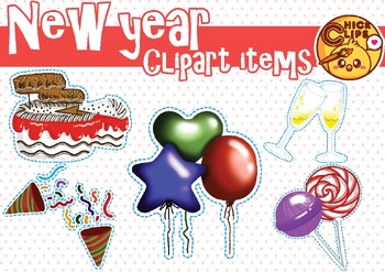 Preview of New years eve clipart, Happy New Year items, PNG file, Instant Download Part1