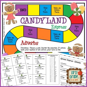 Preview of Candyland Express--Adverbs Game