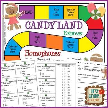 Candyland Express Homophones Game By Kathy Law Tpt