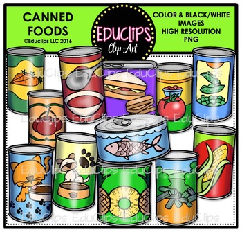 Preview of Canned Foods Clip Art Bundle {Educlips Clipart}