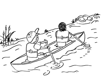 Canoe coloring page by Camping Stick Kids | TPT