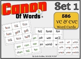 Canon of Words Set 1: ALL CVC WORD CARDS in English Language